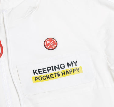 Happy Pockets Windbreaker Zip-Up Jacket (White)