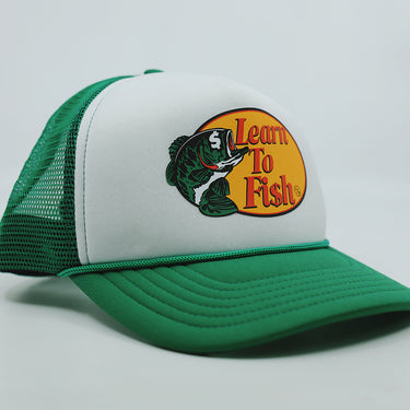 Learn To Fish: Trucker Hat (Retro Green/White)