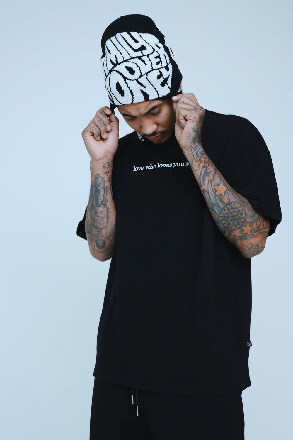 FS Family Over Money Y2K Knit Beanie (Black)