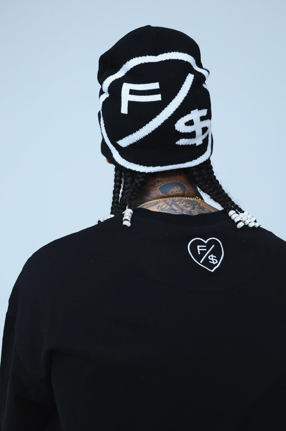 FS Family Over Money Y2K Knit Beanie (Black)