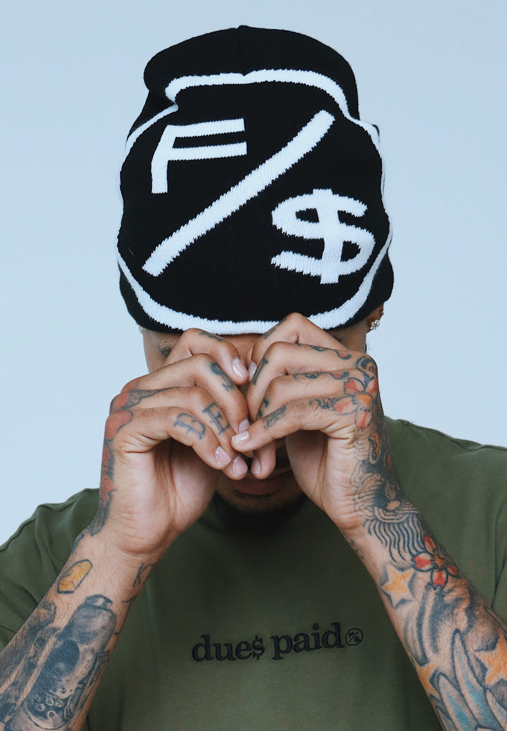 FS Family Over Money Y2K Knit Beanie (Black)
