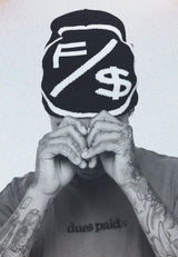 FS Family Over Money Y2K Knit Beanie (Black)