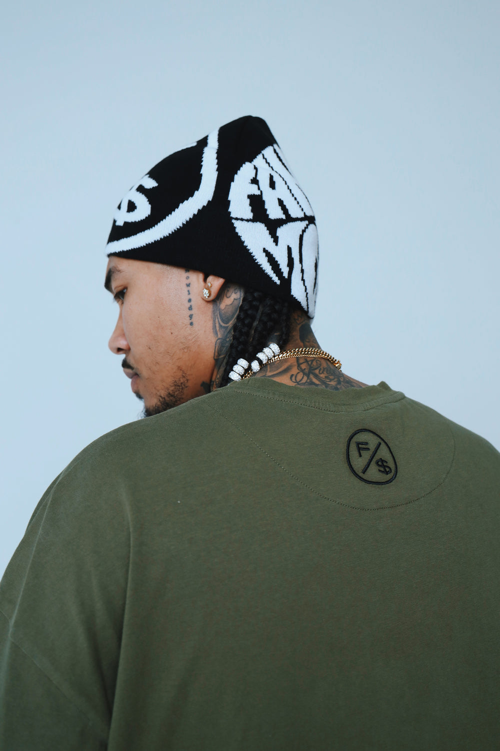 FS Family Over Money Y2K Knit Beanie (Black)