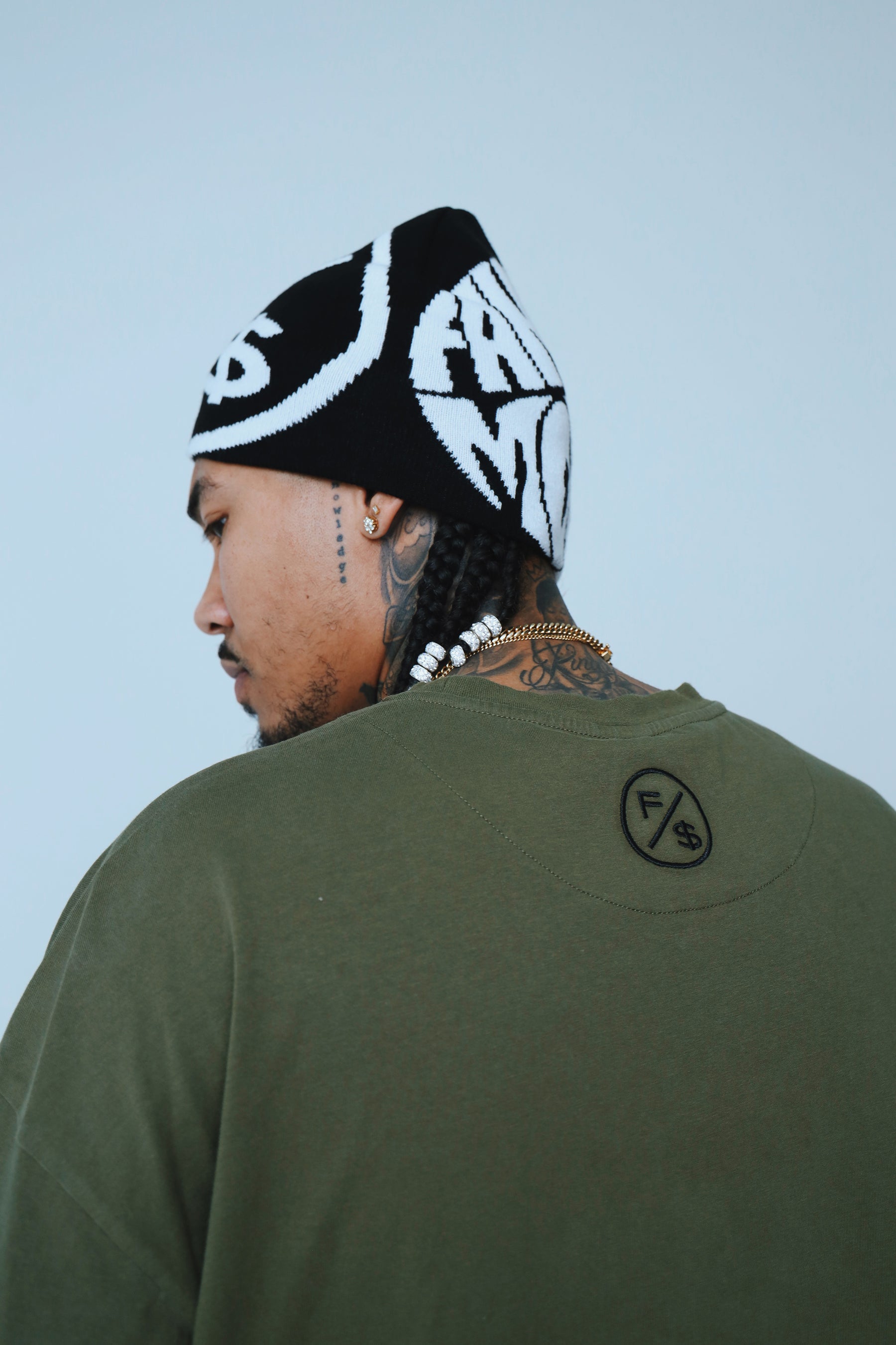 FS Family Over Money Y2K Knit Beanie (Black)