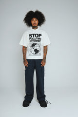 Stop Polluting (Off White - Oversize Crop)