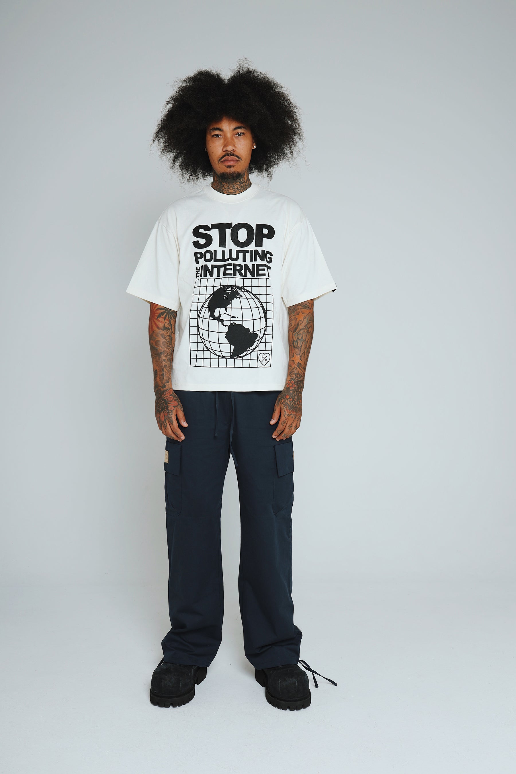 Stop Polluting (Off White - Oversize Crop)