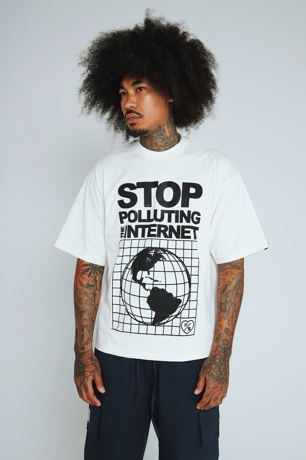 Stop Polluting (Off White - Oversize Crop)