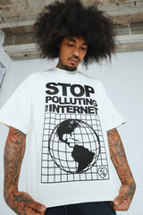 Stop Polluting (Off White - Oversize Crop)