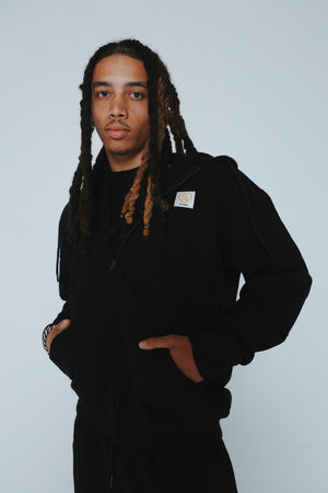 F/$ Patchwork Zip-up Hoodie (Black)