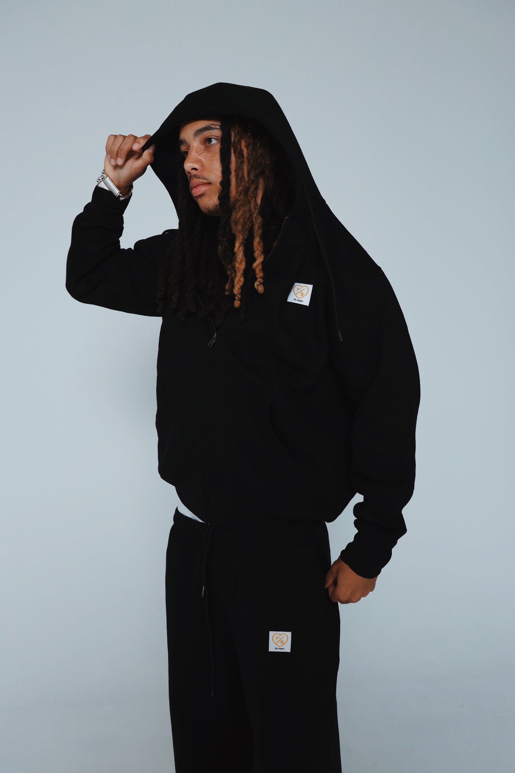 F/$ Patchwork Zip-up Hoodie (Black)