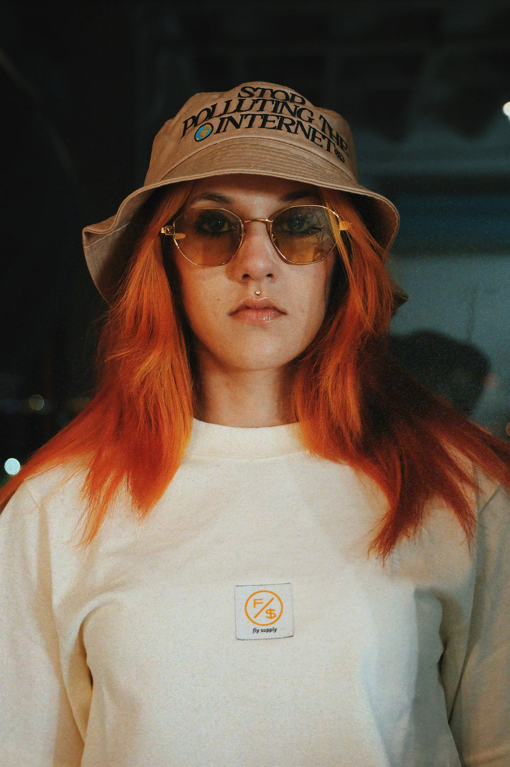 Stop Polluting The Internet: Bucket Hat (Cream)