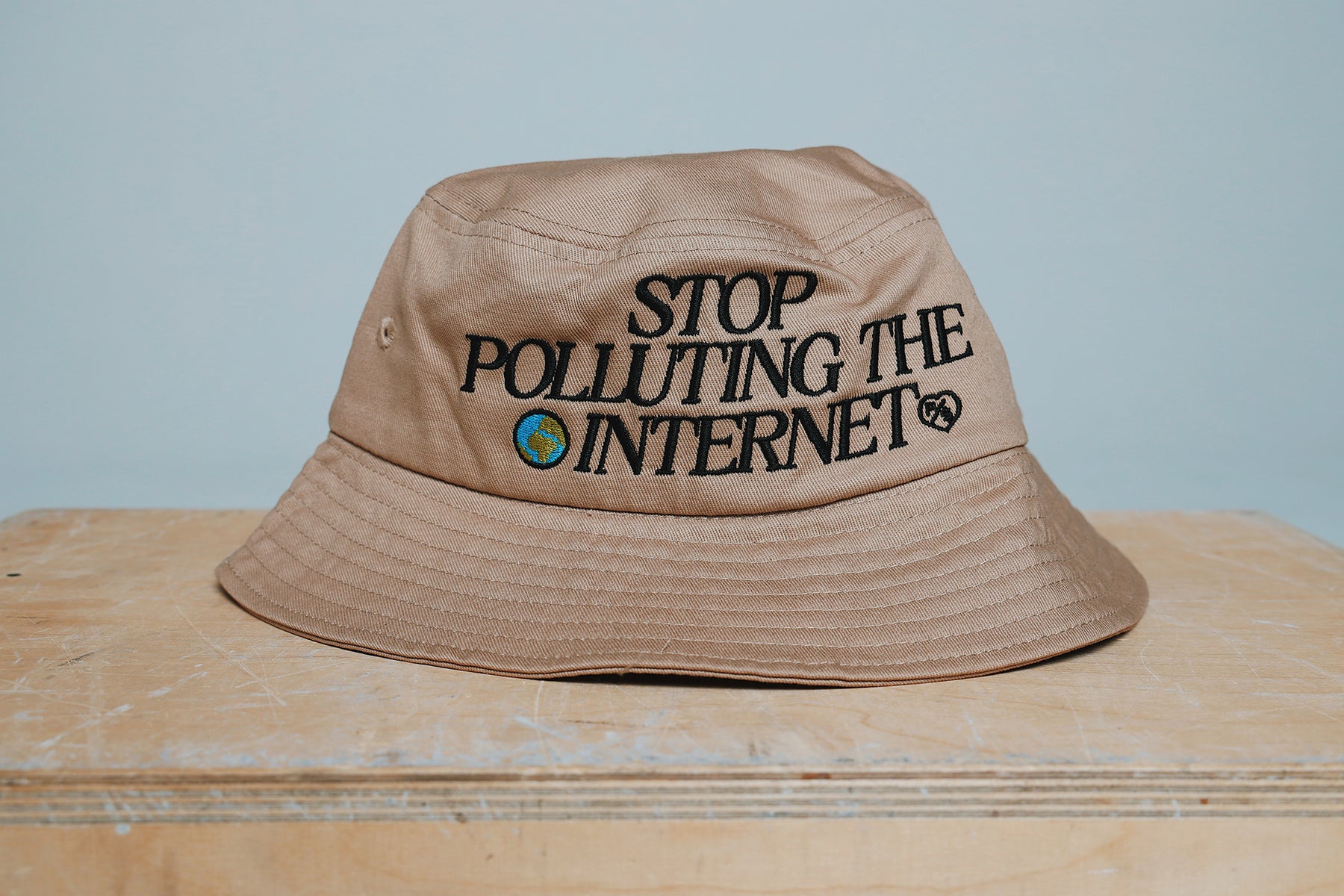 Stop Polluting The Internet: Bucket Hat (Cream)
