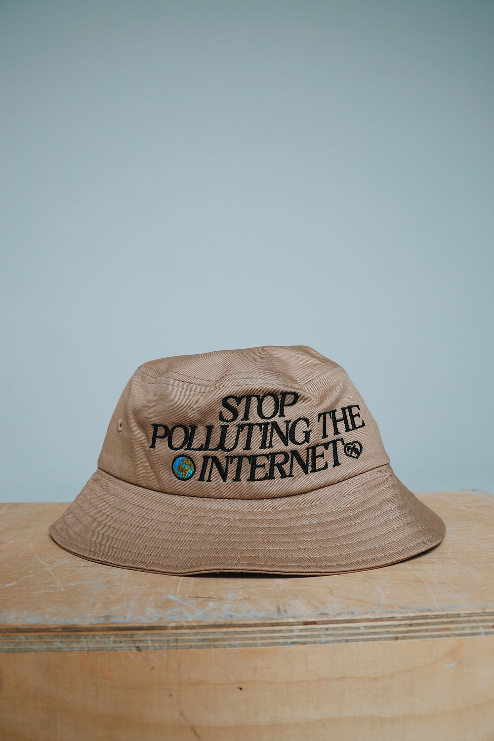 Stop Polluting The Internet: Bucket Hat (Cream)