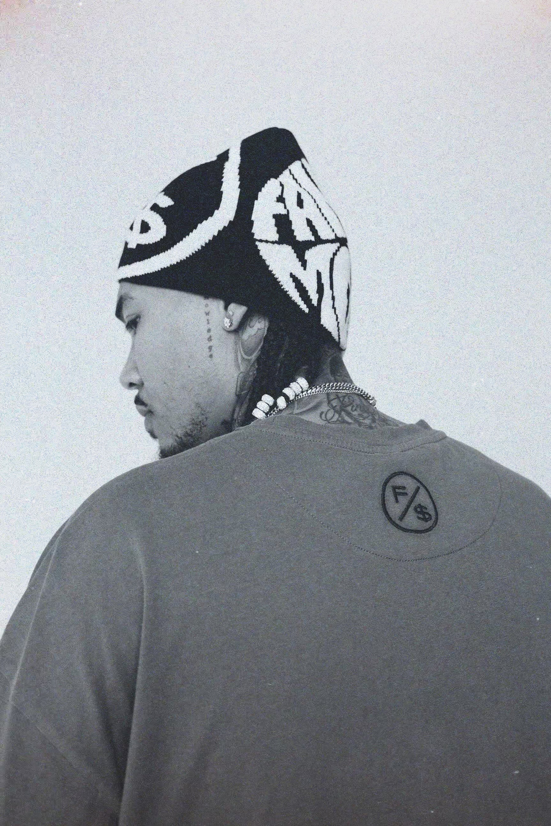 FS Family Over Money Y2K Knit Beanie (Black)