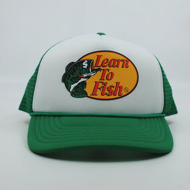 Learn To Fish: Trucker Hat (Retro Green/White)