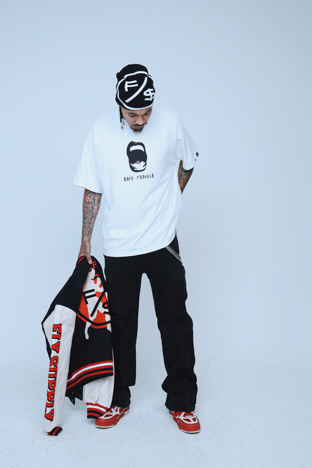 FS Family Over Money Y2K Knit Beanie (Black)