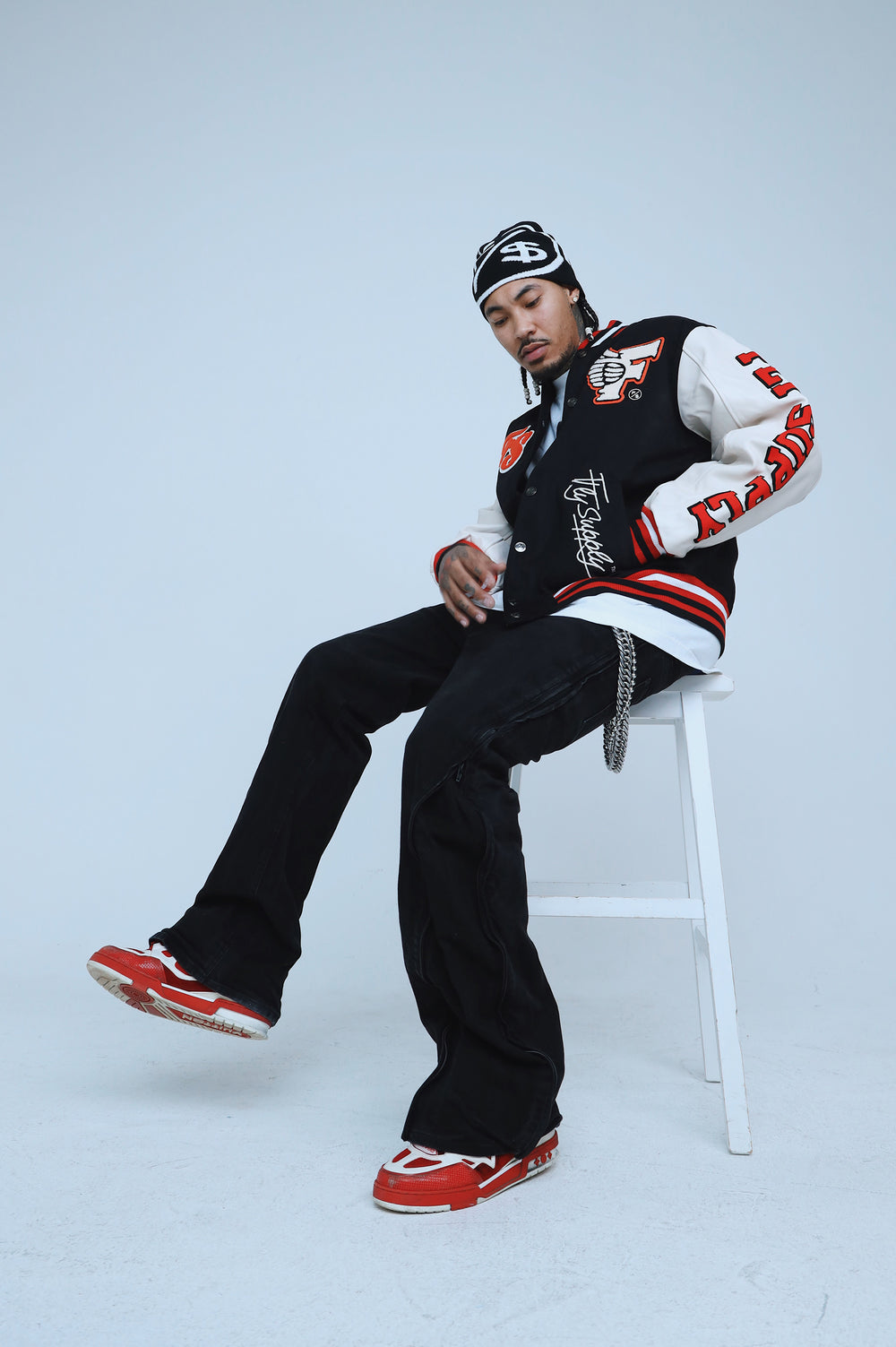 FS Family Over Money Y2K Knit Beanie (Black)