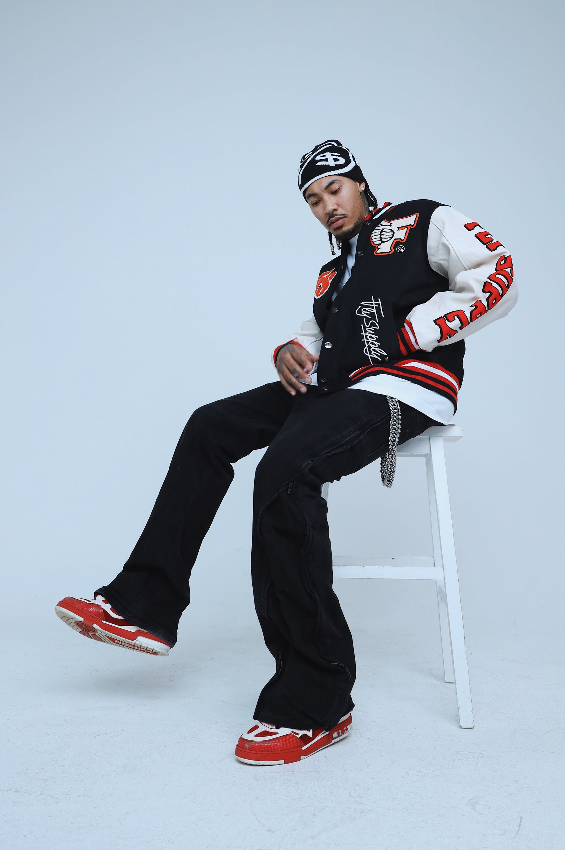 FS Family Over Money Y2K Knit Beanie (Black)