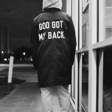 God Got My Back Trenchcoat (Black)