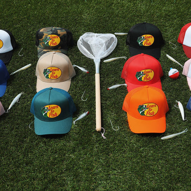 Learn To Fish: Trucker Hat (Retro Cardinal/White)