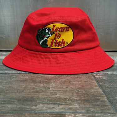 Learn To Fish: Bucket Hat (Red)