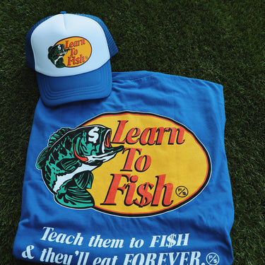 Learn To Fish: Trucker Hat (Retro Blue)